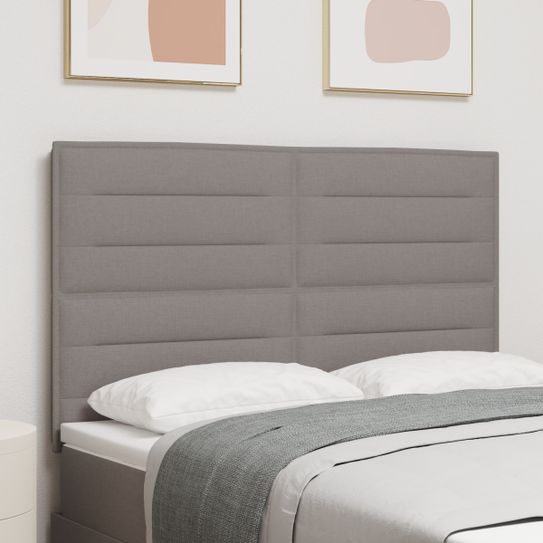 LED Kopfteil mit LED-Lichtleisten Taupe 144 cm Stoff