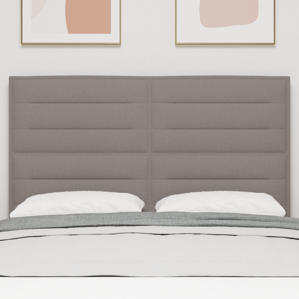 LED Kopfteil mit LED-Lichtleisten Taupe 144 cm Stoff
