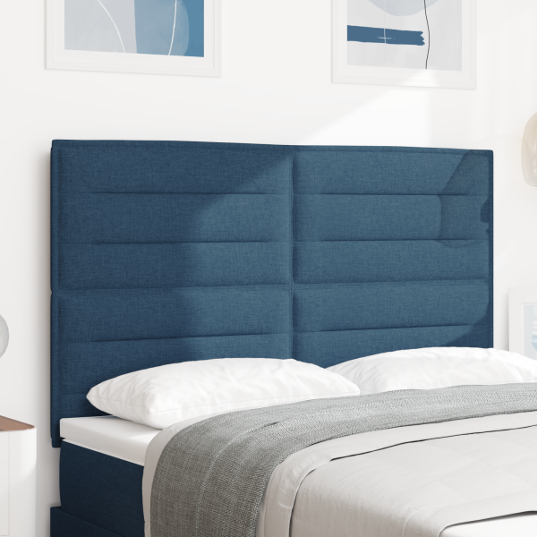 LED Kopfteil mit LED-Lichtleisten Blau 144 cm Polyester