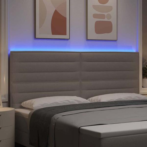LED Kopfteil mit LED-Lichtleisten Taupe 200 cm Polyester