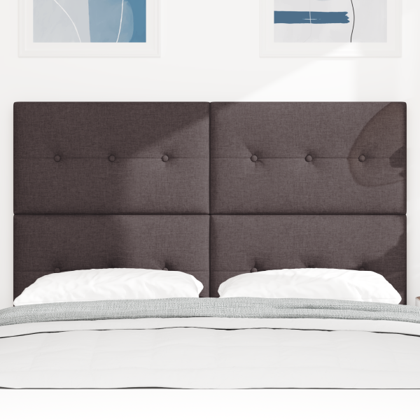 LED Kopfteil mit LED-Lichtleisten Dunkelbraun 144 cm Stoff