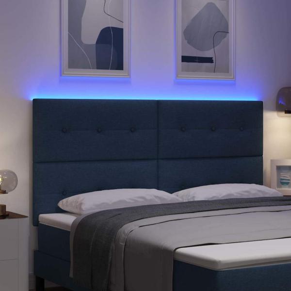 LED Kopfteil mit LED-Lichtleisten Blau 180 cm Polyester