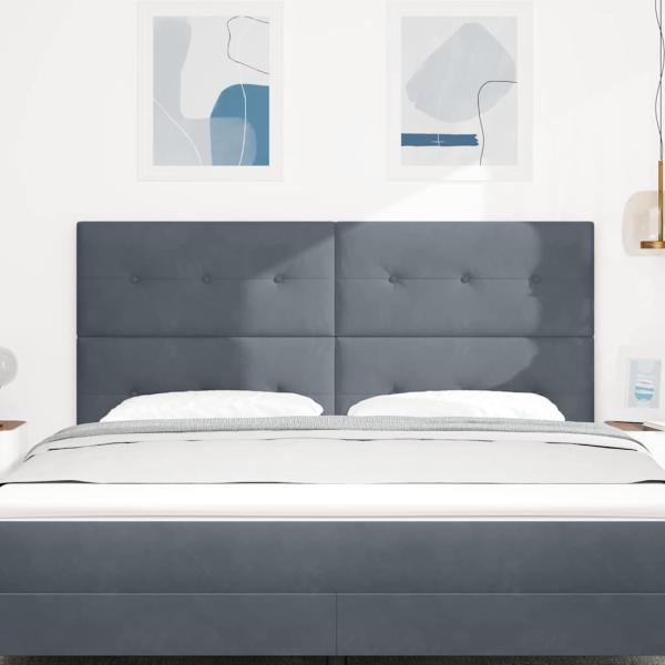 LED Kopfteil mit LED-Lichtleisten Grau 180 cm Polyester