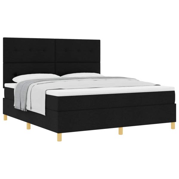 Boxspringbett mit Matratze Schwarz 180 x 200 cm Stoff