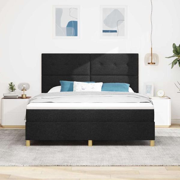 Boxspringbett mit Matratze Schwarz 180 x 200 cm Stoff