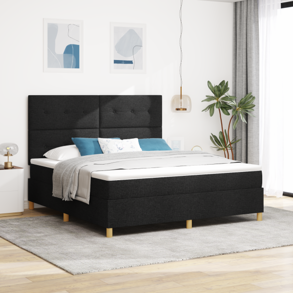 Boxspringbett mit Matratze Schwarz 180 x 200 cm Stoff
