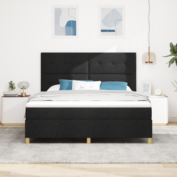 Boxspringbett mit Matratze Schwarz 180 x 200 cm Stoff