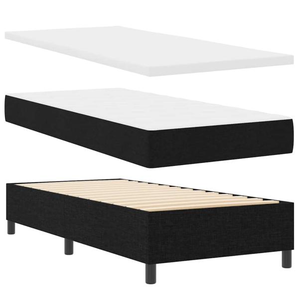 Boxspringbett mit Matratze Schwarz 90 x 200 cm Stoff