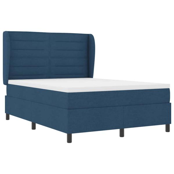 ARDEBO.de - Boxspringbett mit Matratze mit Kopfteil Blau 140 x 190 cm Stoff