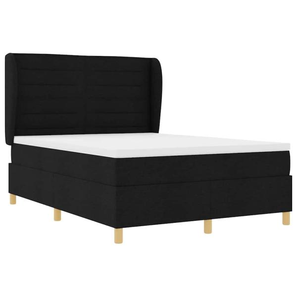 Boxspringbett mit Matratze Dunkelgrau 90x190 cm Schwarz