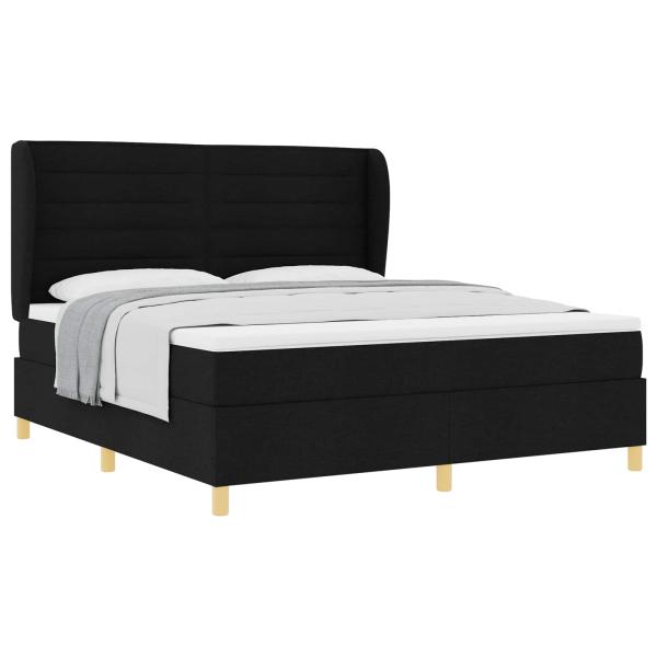 Boxspringbett mit Matratze Dunkelgrau 90x190 cm Schwarz
