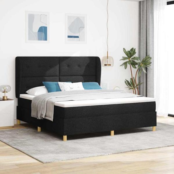ARDEBO.de - Boxspringbett mit Matratze Dunkelgrau 90x190 cm Schwarz