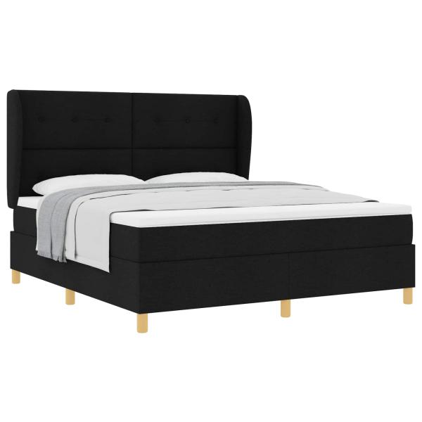 Boxspringbett mit Matratze Dunkelgrau 90x190 cm Schwarz