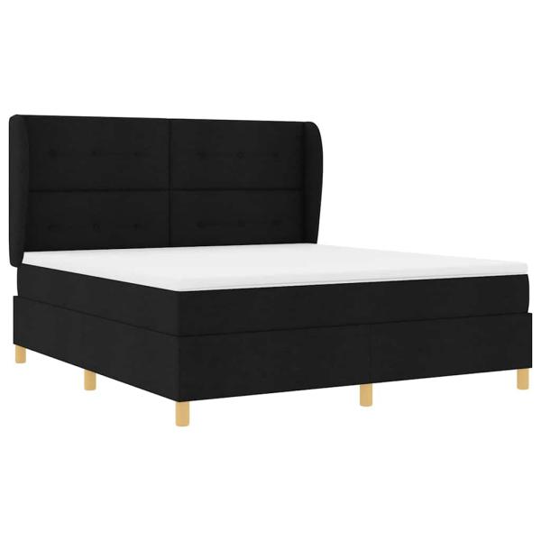 Boxspringbett mit Matratze Dunkelgrau 90x190 cm Schwarz