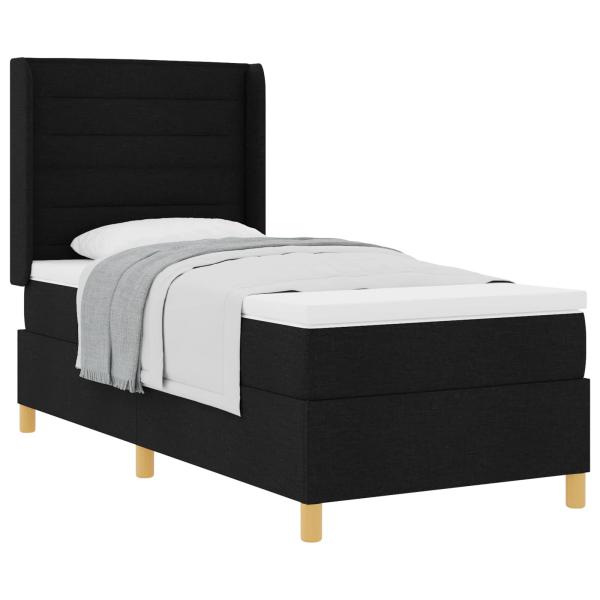 Boxspringbett mit Matratze Schwarz 90 x 200 cm Stoff