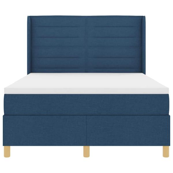 Boxspringbett mit Matratze mit Kopfteil Blau 140 x 190 cm Stoff
