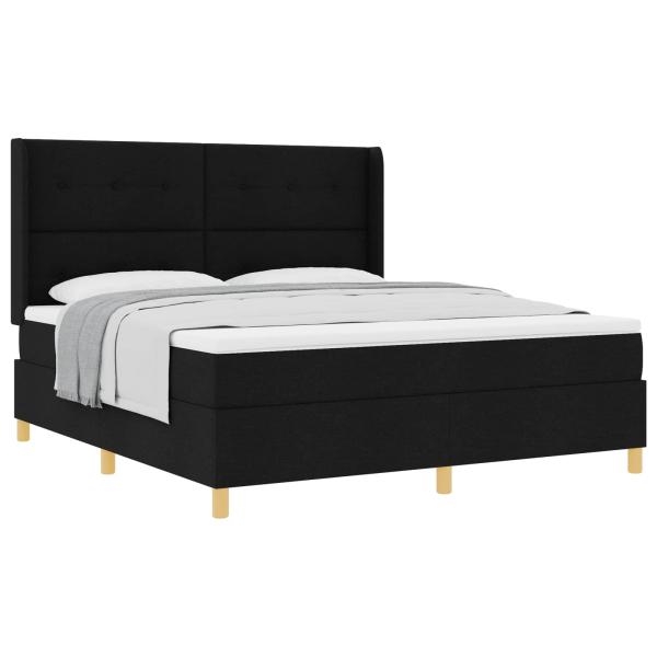 Boxspringbett mit Matratze Schwarz 180 x 200 cm Stoff
