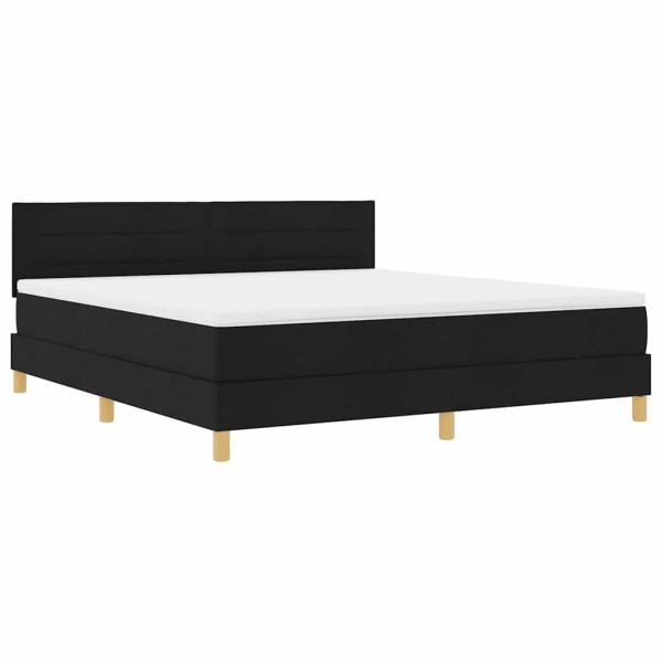LED Boxspringbett mit Matratze Schwarz 180 x 200 cm Stoff