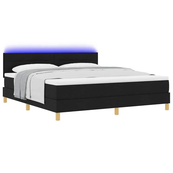 LED Boxspringbett mit Matratze Schwarz 180 x 200 cm Stoff