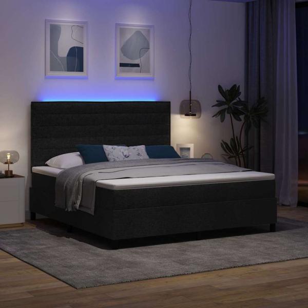 Boxspringbett mit Matratze Schwarz 180 x 200 cm Stoff