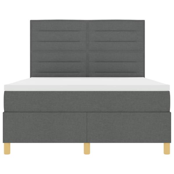 LED Boxspringbett mit Matratze Dunkelgrau 140 x 190 cm Stoff