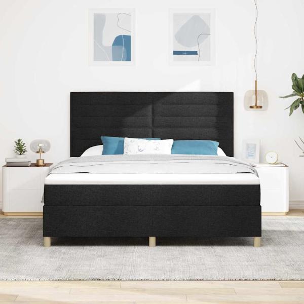 LED Boxspringbett mit Kopfteil Schwarz 180 x 200 cm Stoff