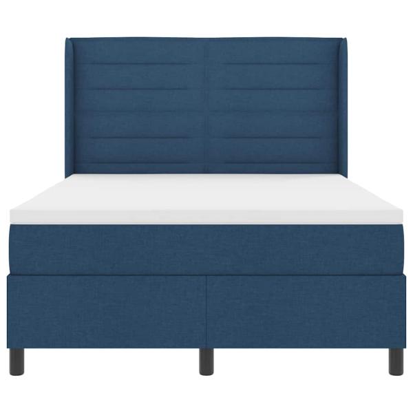 LED Boxspringbett mit Matratze Blau 140 x 190 cm Stoff