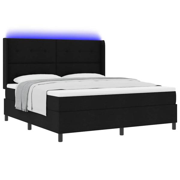 LED Boxspringbett mit Matratze Schwarz 180 x 200 cm Stoff