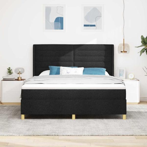 Boxspringbett mit Matratze Schwarz 140 x 200 cm Stoff