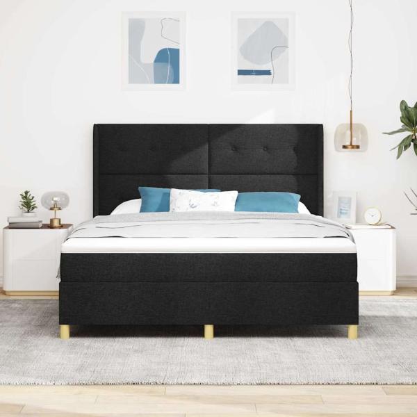 Boxspringbett mit Matratze Schwarz 140 x 200 cm Stoff