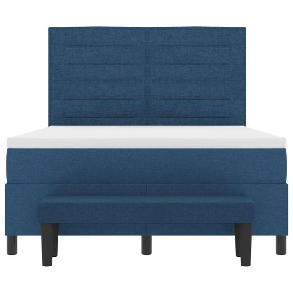 ARDEBO.de - Boxspringbett mit Matratze mit Kopfteil Blau 140 x 190 cm Stoff