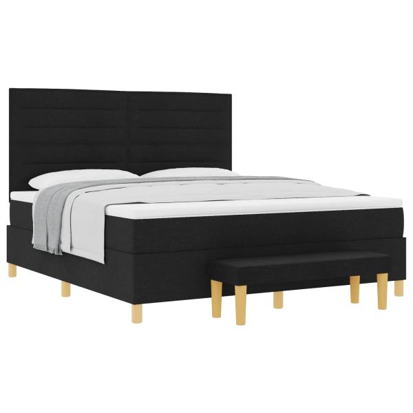 Boxspringbett mit Kopfteil Schwarz 200 x 180 cm Stoff