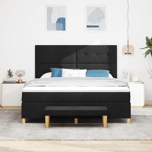 Boxspringbett mit Matratze Schwarz 180 x 200 cm Stoff