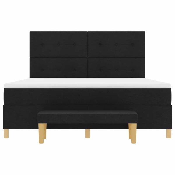 Boxspringbett mit Kopfteil Schwarz 200 x 180 cm Stoff