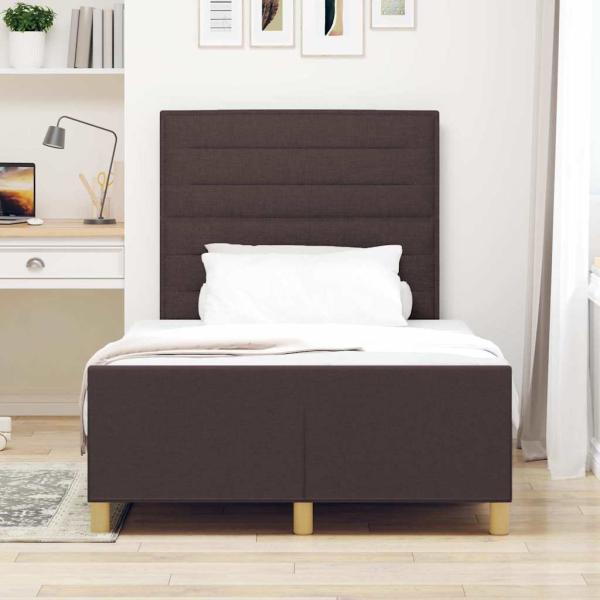 ARDEBO.de - Bettgestell mit Kopfteil Dunkelbraun 120 x 190 cm Stoff