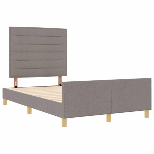 Bettgestell mit Kopfteil Taupe 140 x 190 cm Stoff