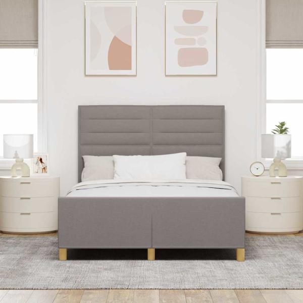 Bettgestell mit Kopfteil Taupe 140 x 190 cm Stoff