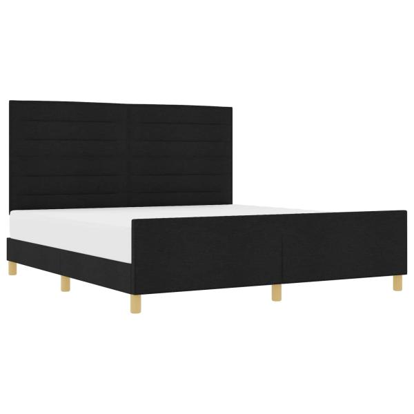 Bettgestell mit Kopfteil Schwarz 180 x 200 cm Stoff