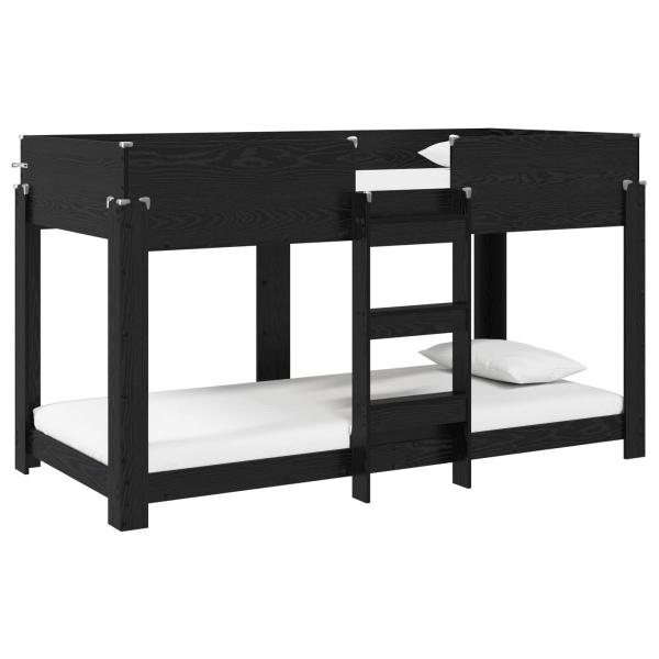 ARDEBO.de - Etagenbett für Kinder Schwarz Eichen-Optik 100 x 190 cm