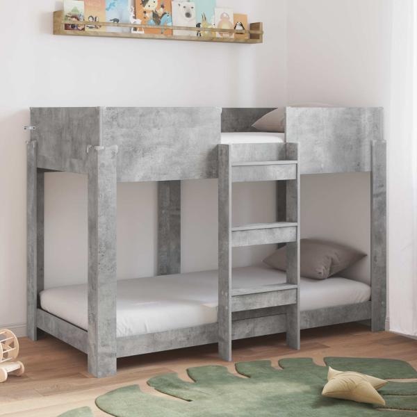 ARDEBO.de - Etagenbett für Kinder Beton Grau 90 x 160 cm Holzwerkstoff