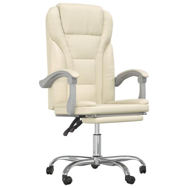 Bürostuhl mit Liegefunktion Creme Kunstleder