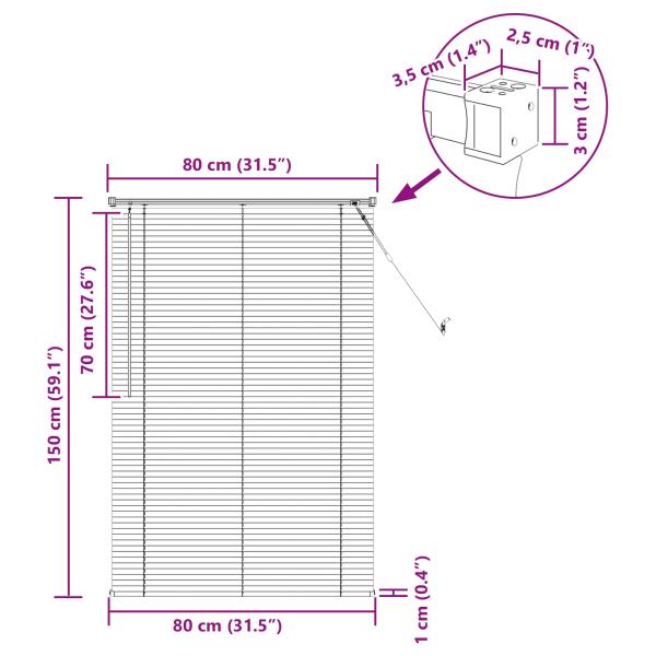 Venetianer Jalousie Verstellbar Silber Grau 150 x 80 cm PVC