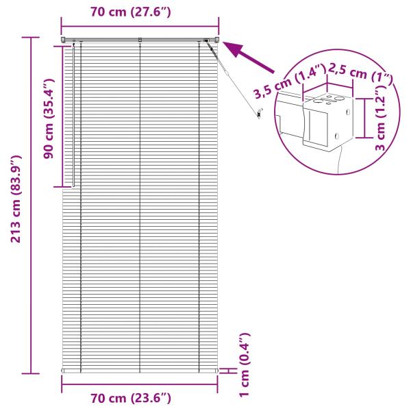 Venetianer Jalousie Verstellbar Silber Grau 213 x 70 cm PVC