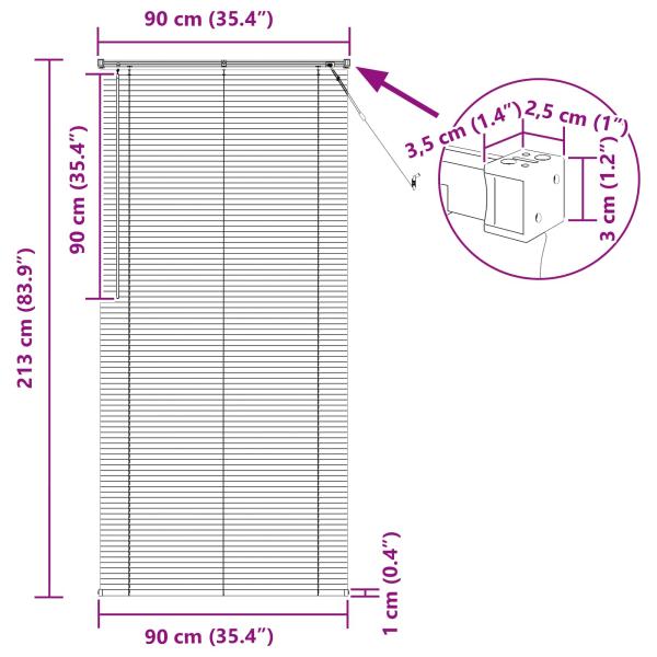 Venezianische Jalousie Silber Grau 213 x 90 cm 25 mm PVC