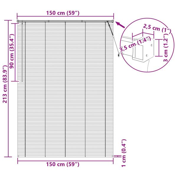 ARDEBO.de - Venetianer Jalousie Verstellbar Silber Grau 213 x 150 cm PVC