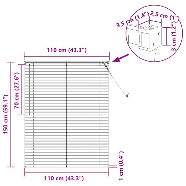 Venetianer Jalousie Verstellbar Weiß 150 x 110 cm PVC