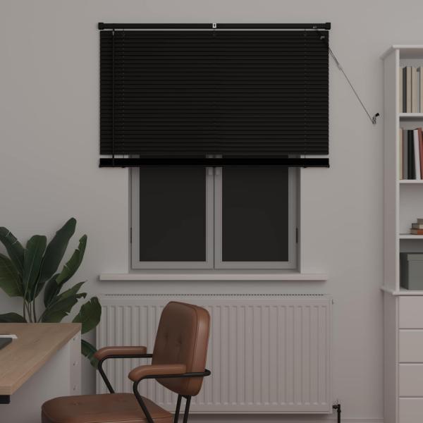 Venetianer Jalousie Verstellbar Schwarz 150 x 120 cm PVC