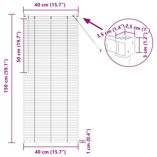 Venetianer Jalousie Hellbraun mit Muster 150 x 40 cm PVC