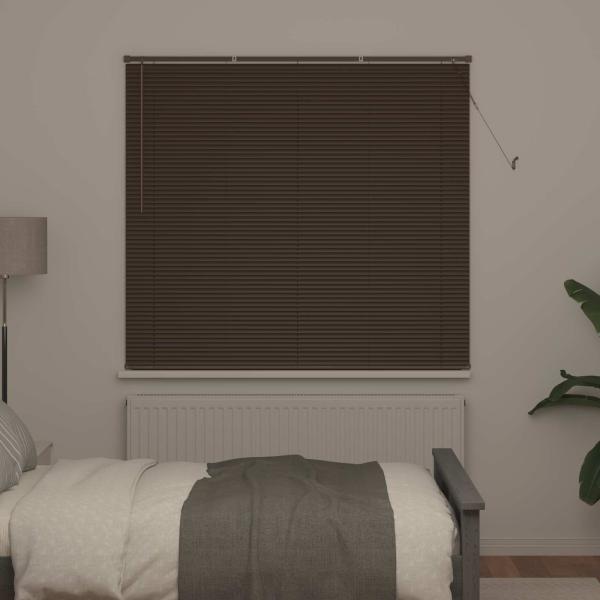 Venetianer Jalousie Dunkelbraun mit Holzoptik 160 x 150 cm PVC