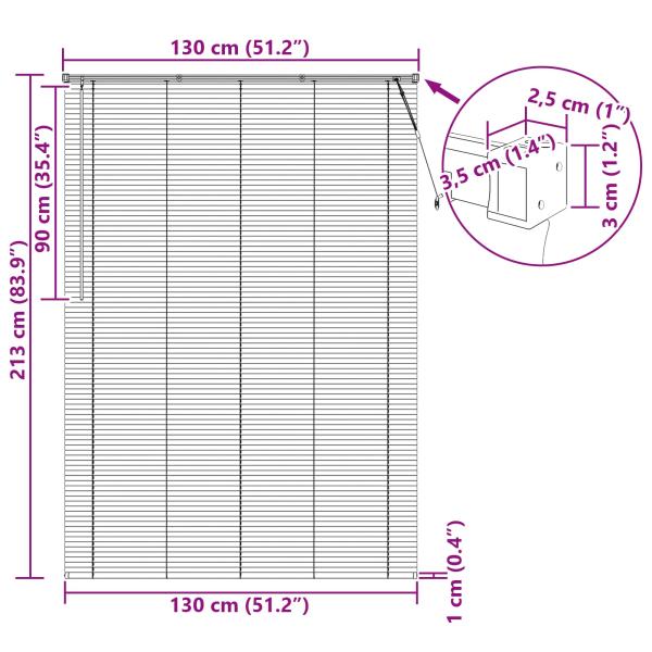 Venezianische Jalousie Dunkelbraun mit Muster 213 x 130 cm PVC